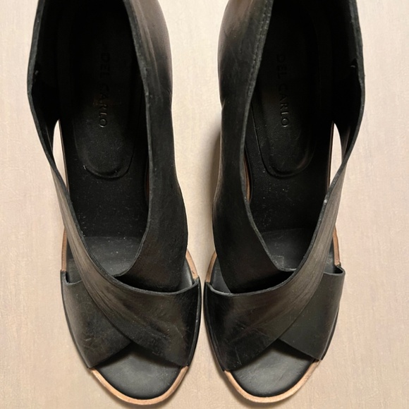 Del Carlo Black Open Toe High Heel Platforms main image 7